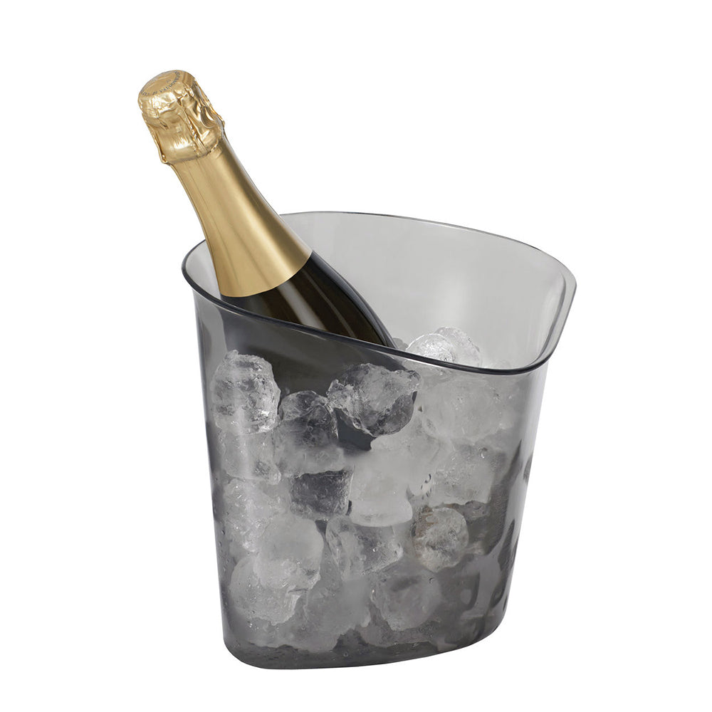 Alessi fles-houder wijnkoeler, rookgrijs, met fles en ijs