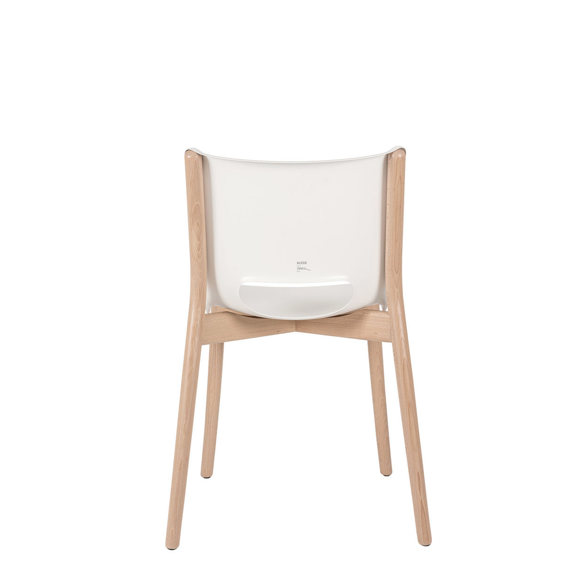 Poêle chair in white, rear view