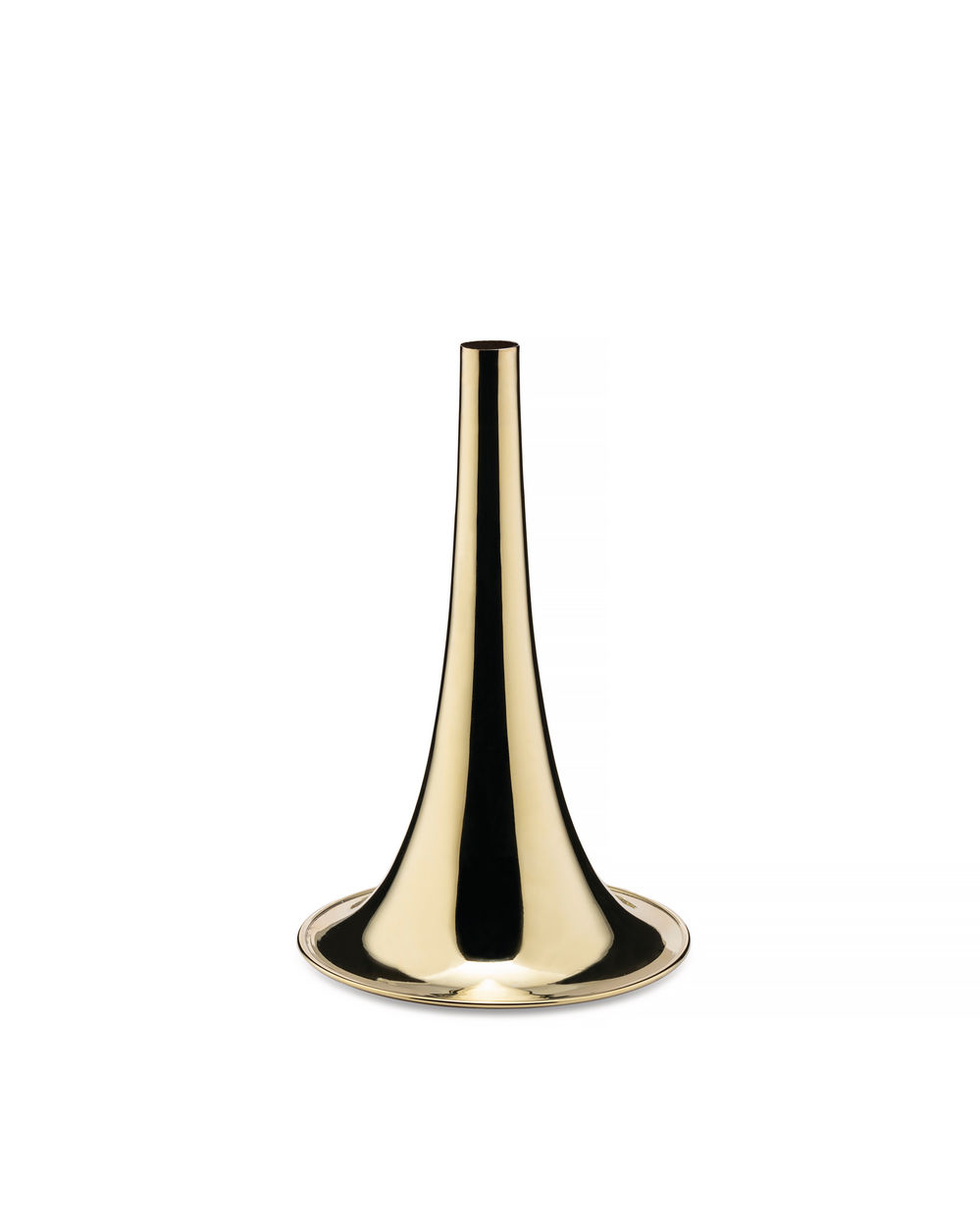 Trumpet vaas smal in messing, leeg, uit de serie Il Tornitore Matto