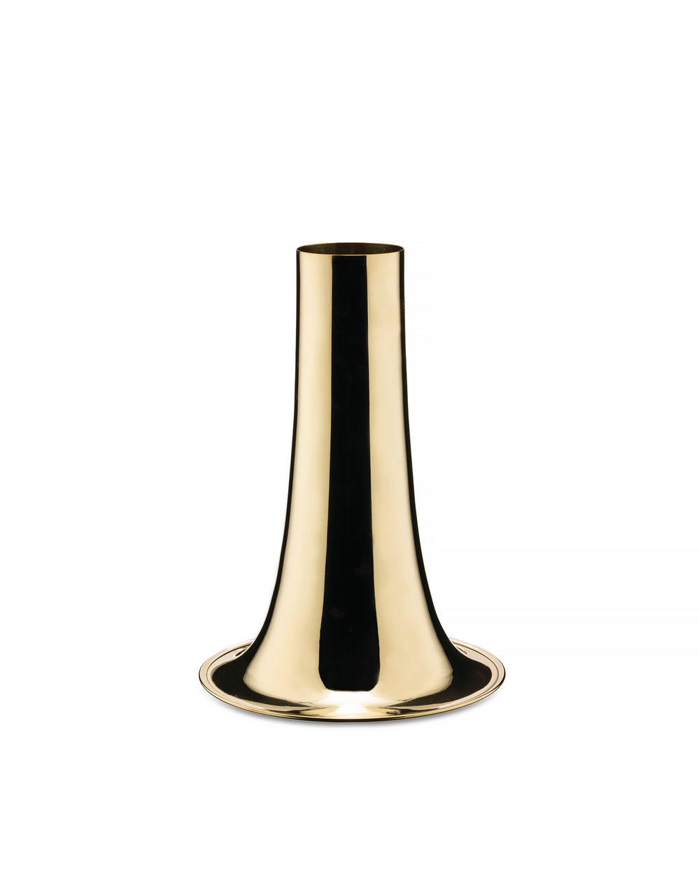 Trumpet vaas breed in massief messing, ontwerp Michael Anastassiades, leeg