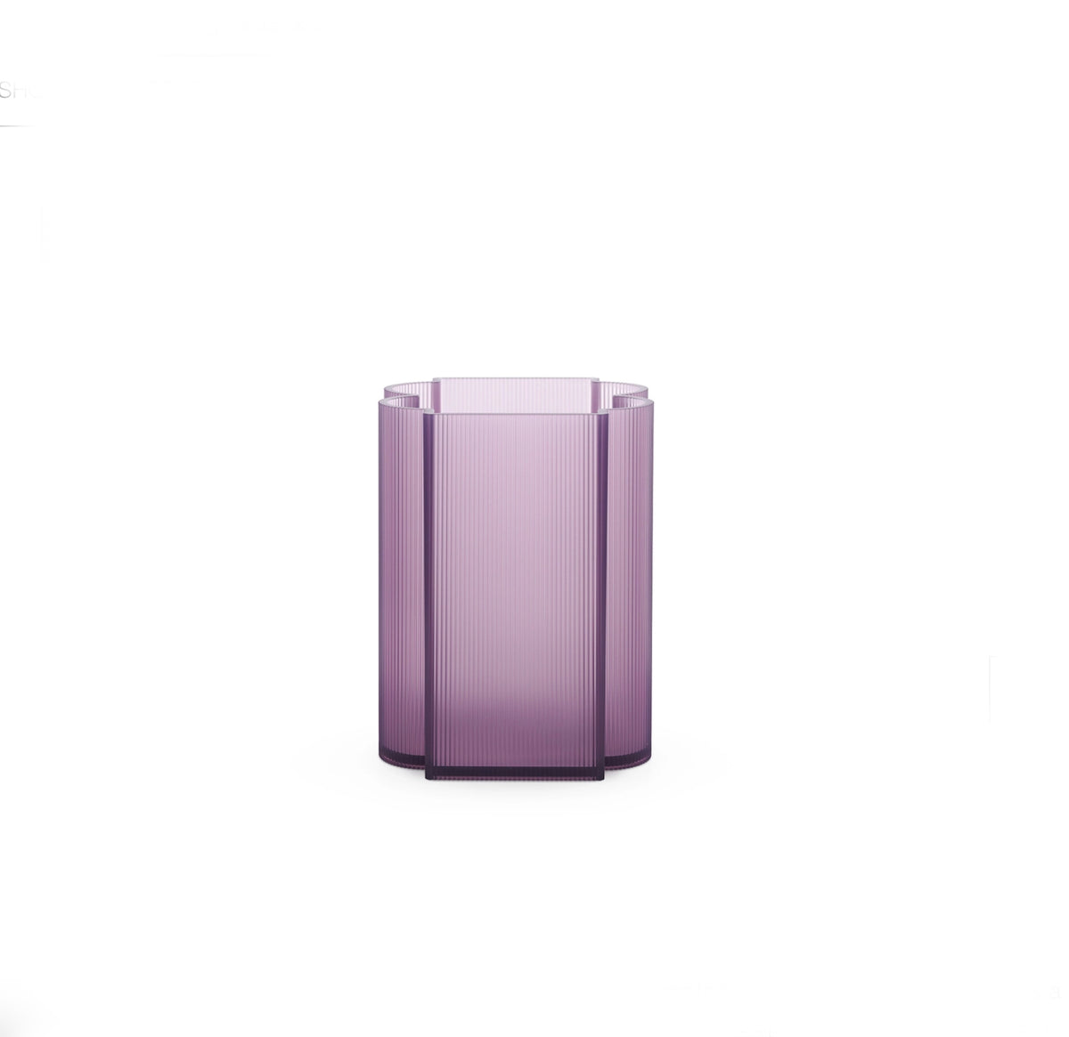 Kartell Okra Violet Laag, paarse vaas van gerecycled PMMA, zijaanzicht