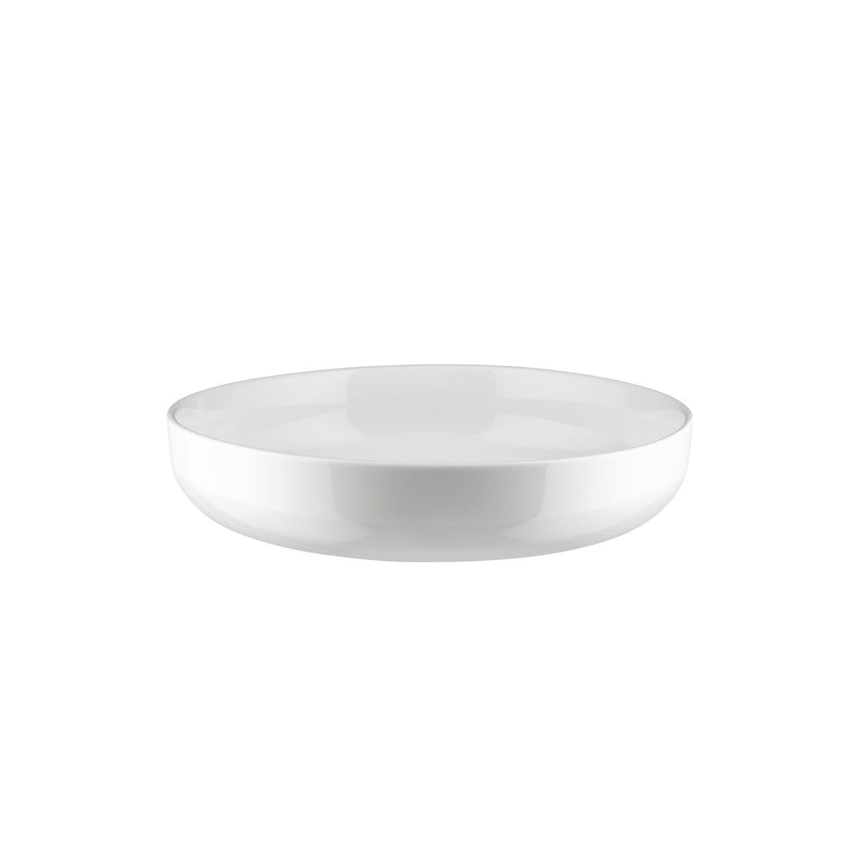 Itsumo soup plate, white flat rim, side view