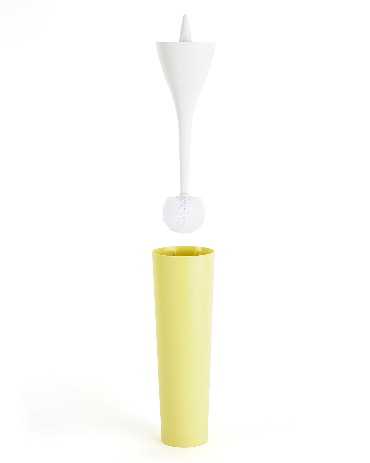 Alessi Excalibur toiletborstel citroen geel, borstel uit houder getild