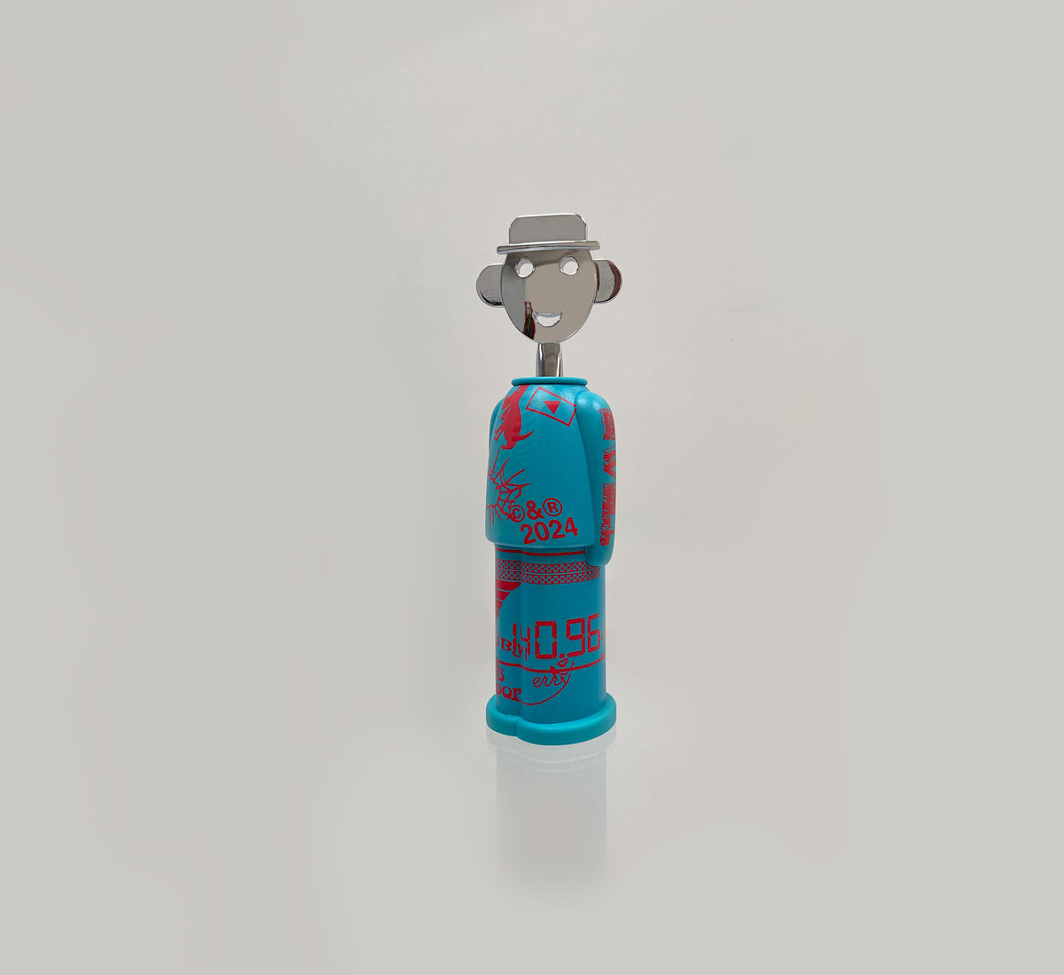 Sandro kurkentrekker uit de Liquid serie, in blauw met rode motieven.
