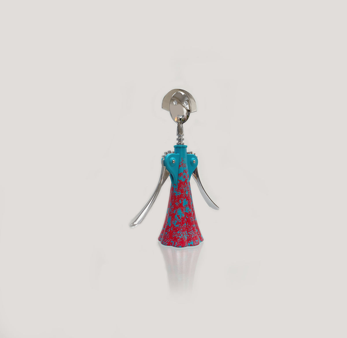 Alessi Anna Liquid kurkentrekker in turquoise met rode motieven