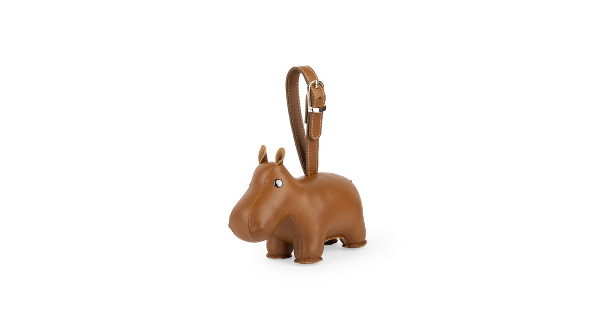 Zuny Mini-Hippo tas-accessoire van kunstleer, cognac, zijaanzicht