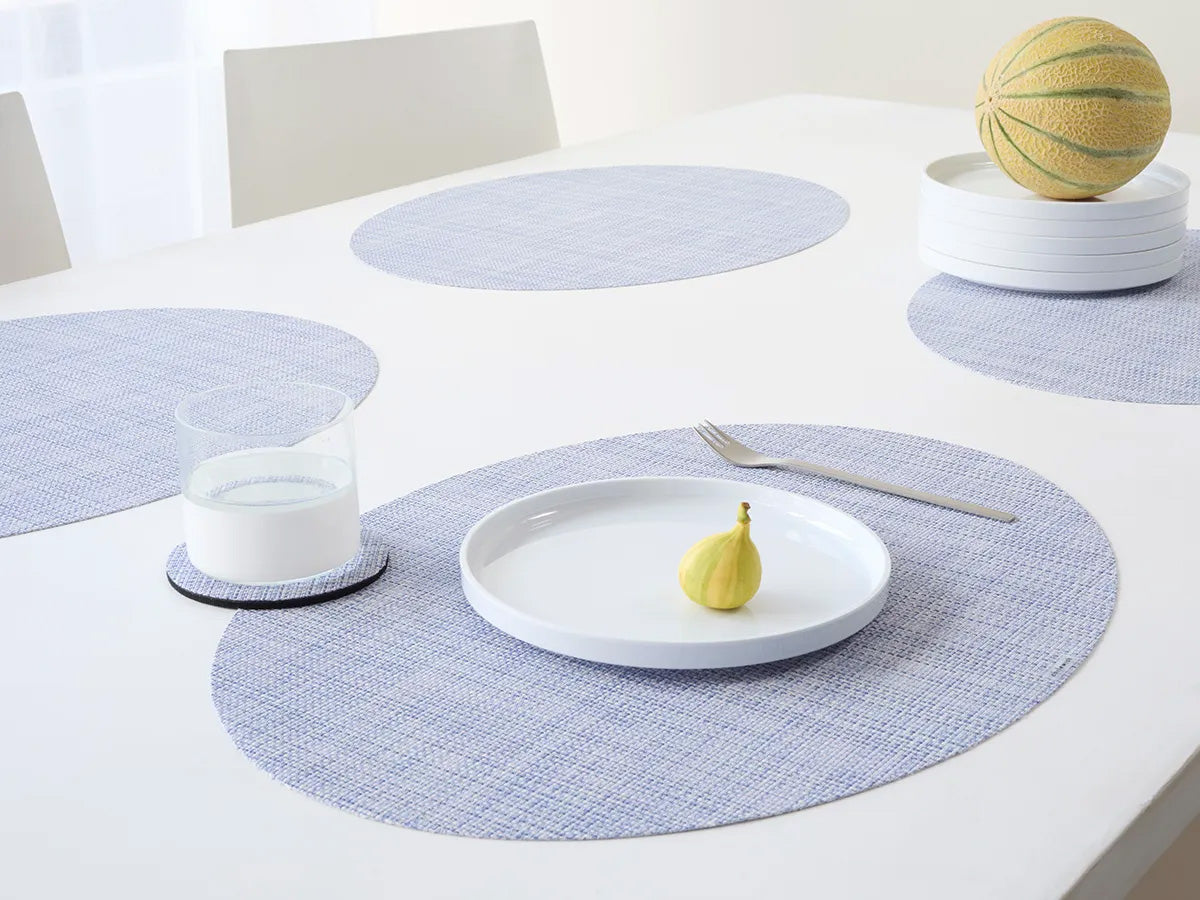 Chilewide ovale placemats Mini Basketweave op ronde en ovale tafels, periwinkle