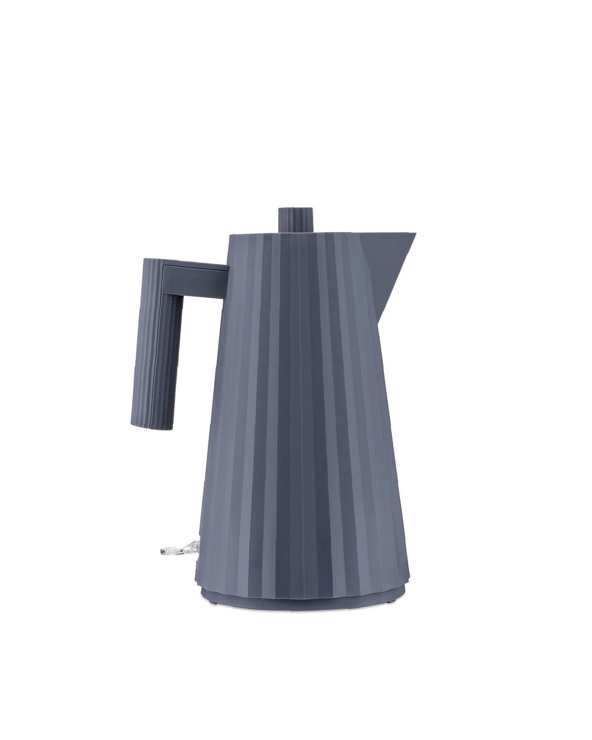 Alessi Plissé waterkoker, hoge versie 1,7 liter, grijs met geribbeld reliëf, ontwerp Michele De Lucchi