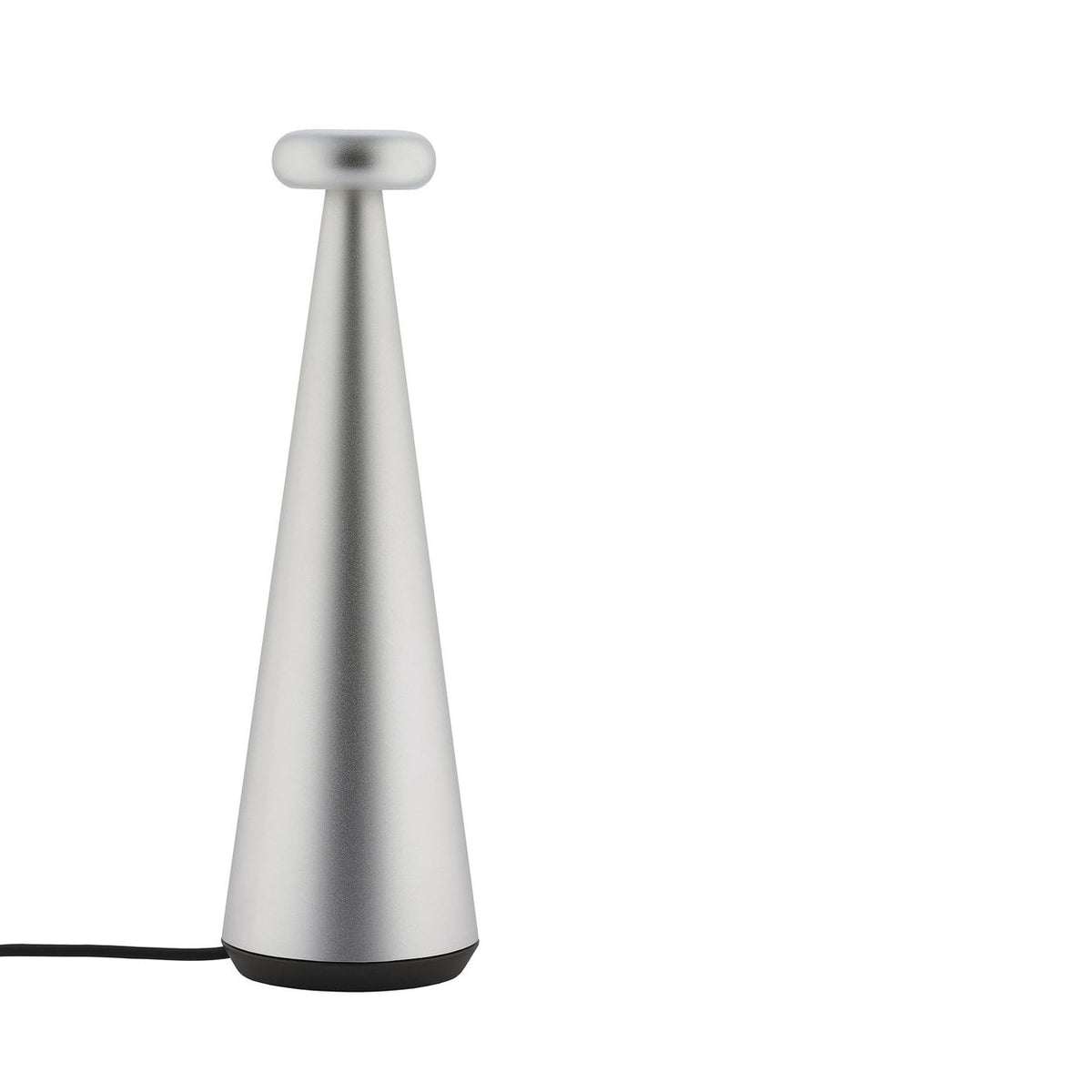 Alessi Bedin lamp in grijs met oplaadkabel, zijaanzicht