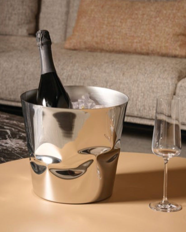 Alessi Compressioni wijnkoeler in rvs met wijnfles en twee glazen