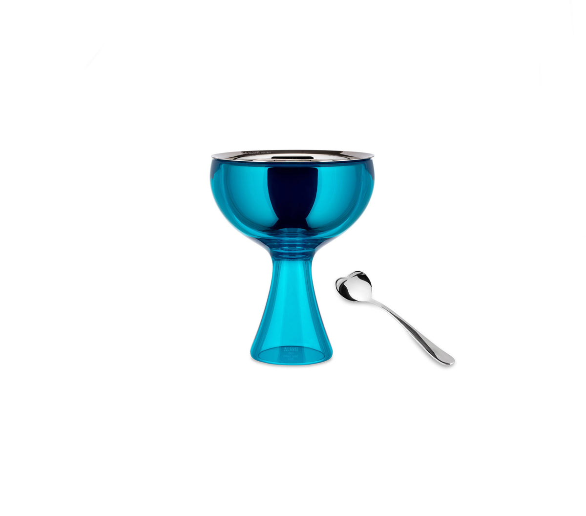 Alessi Big Love AZ ijscoupe met rvs kommetje in blauw, met ijslepel