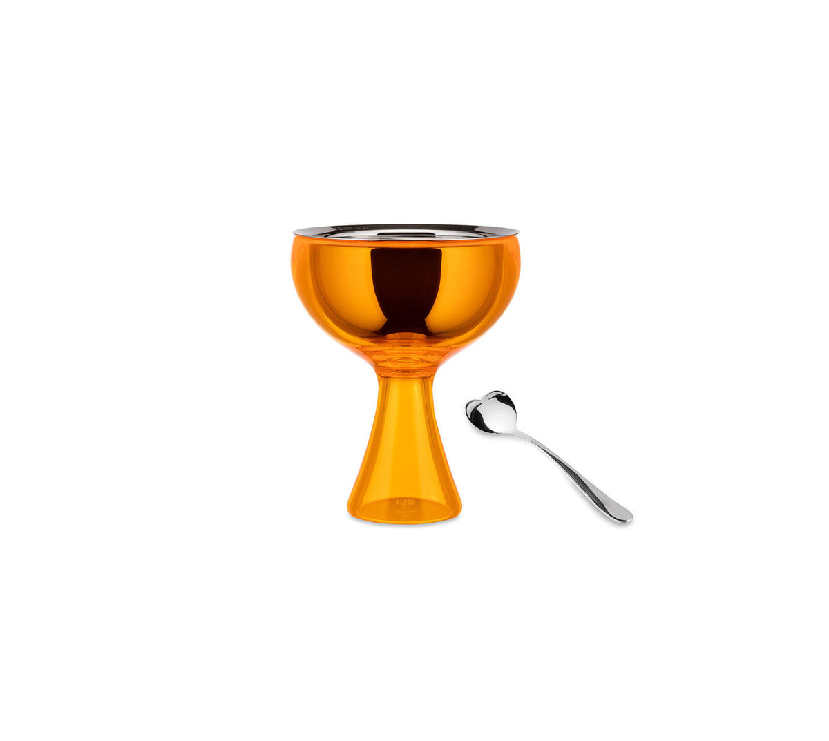 Alessi Big Love ijscoupe met metalen inzet, oranje, met bijpassende ijslepel