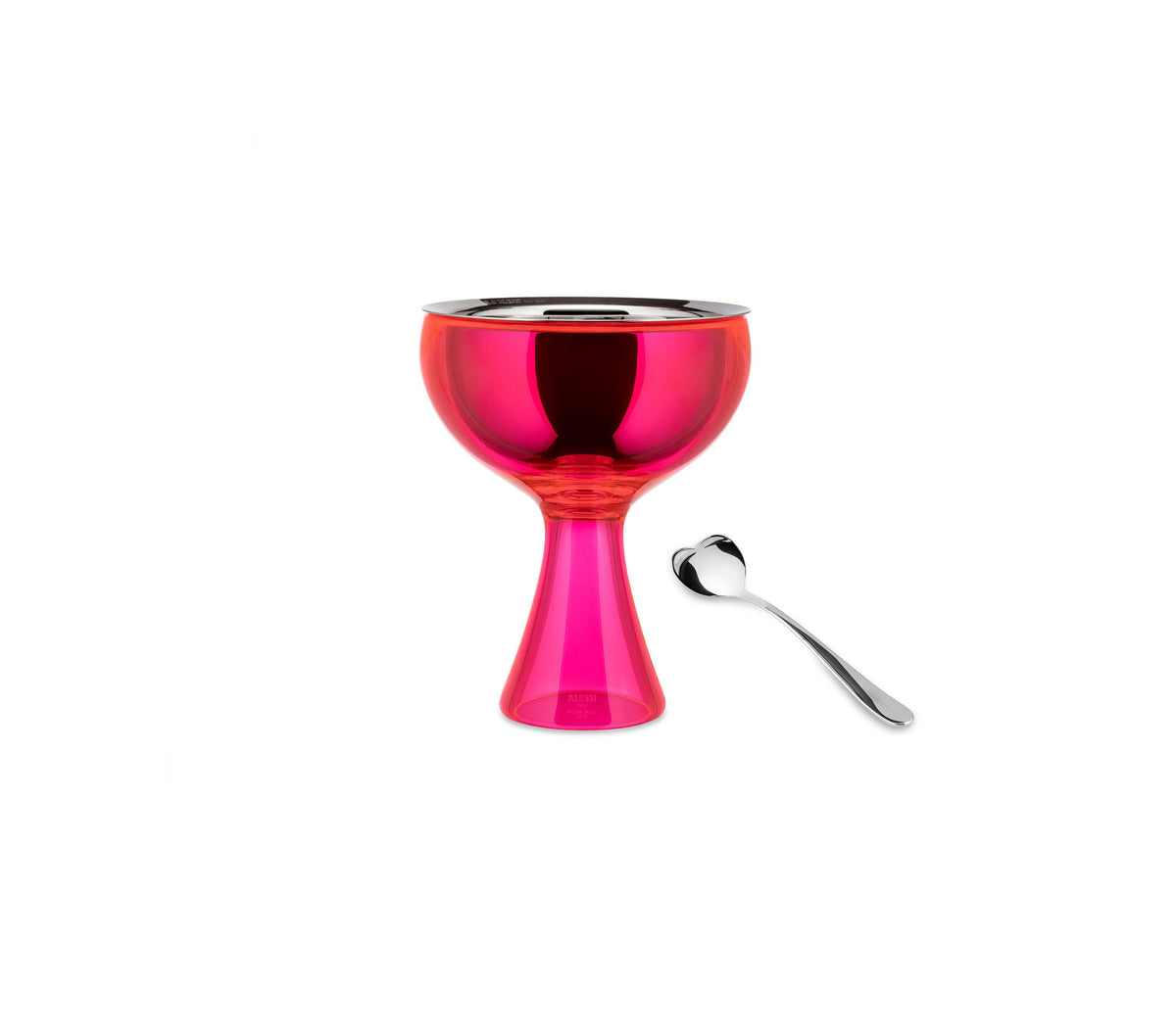 IJscoupe Alessi Big Love in fuchsia met rvs kommetje en hartvormige lepel