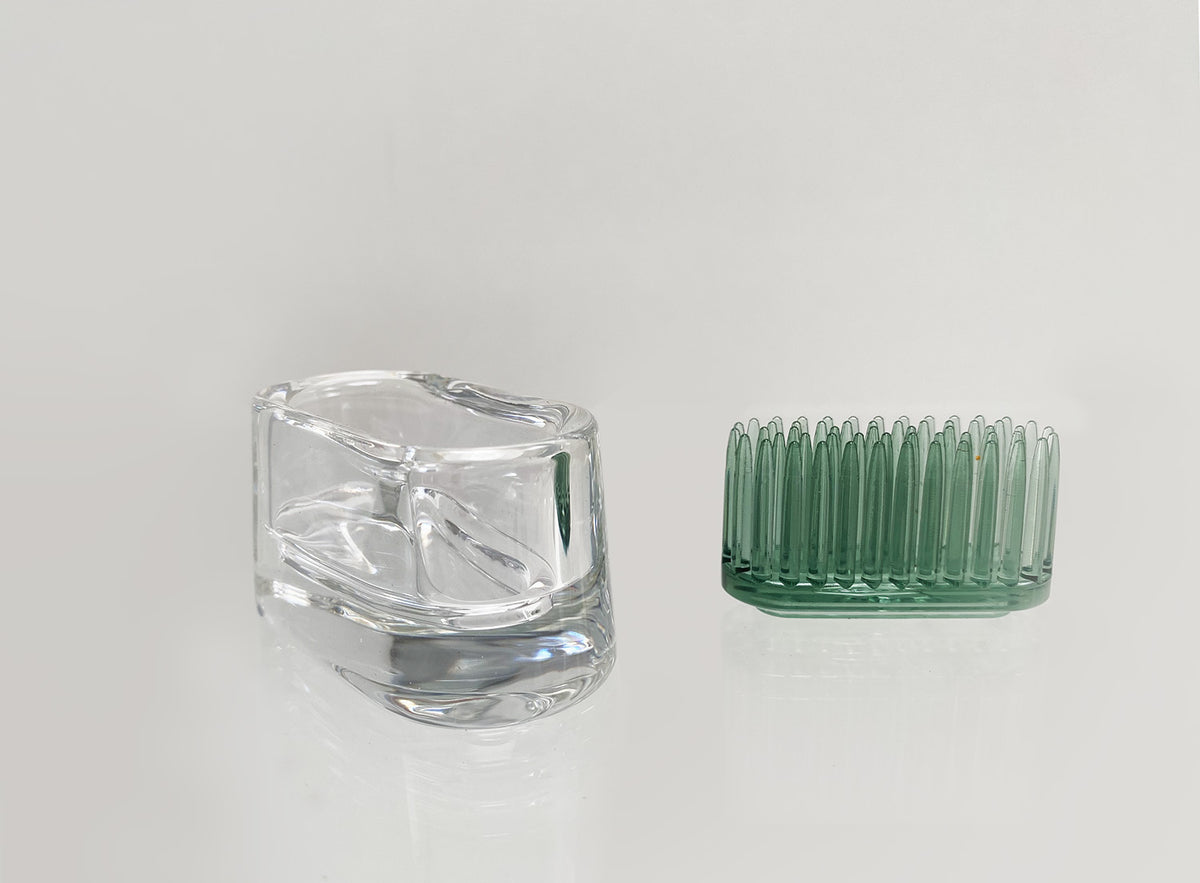 Michi-Kusa Oval Green, vase and removable green insert shown separately