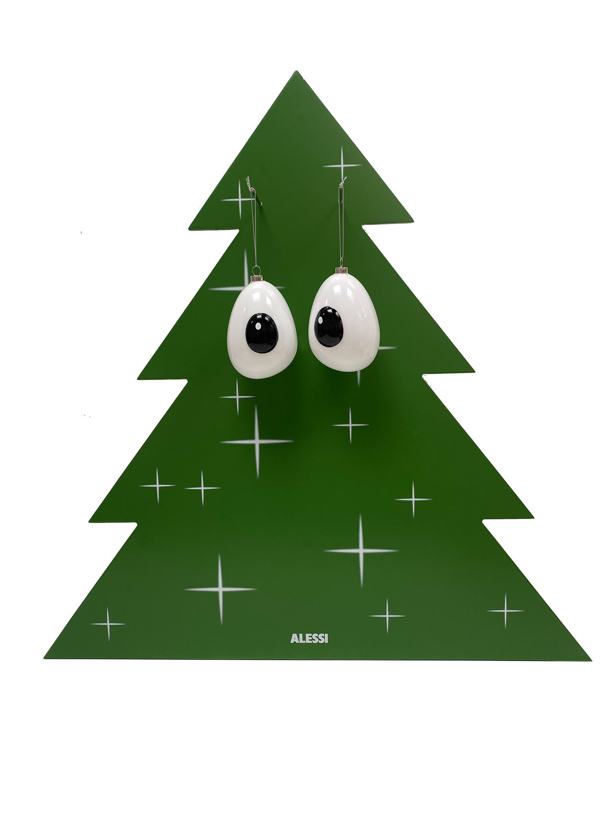 BallenSet Holly van Alessi, ontworpen door Playlab, kerstballen in ooghvorm, wit met zwarte pupil