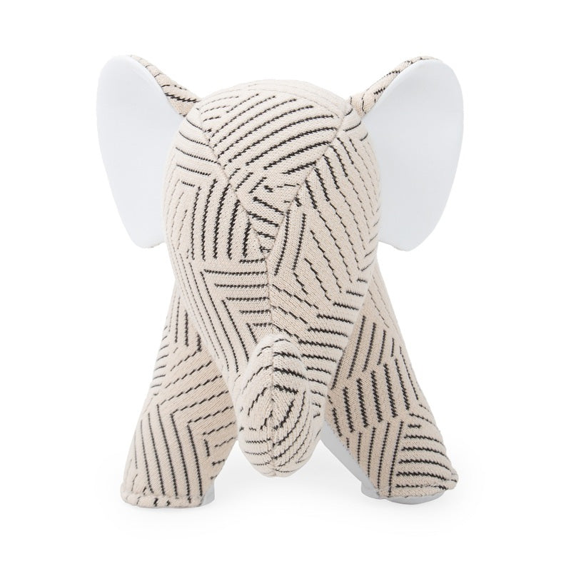 Zuny bookend elephant white, front view with large ears