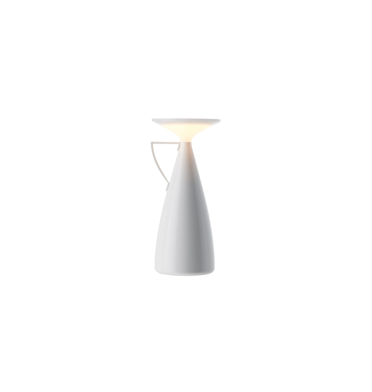 Camomille tafellamp van Kartell, wit, in de vorm van een theepot, licht aan