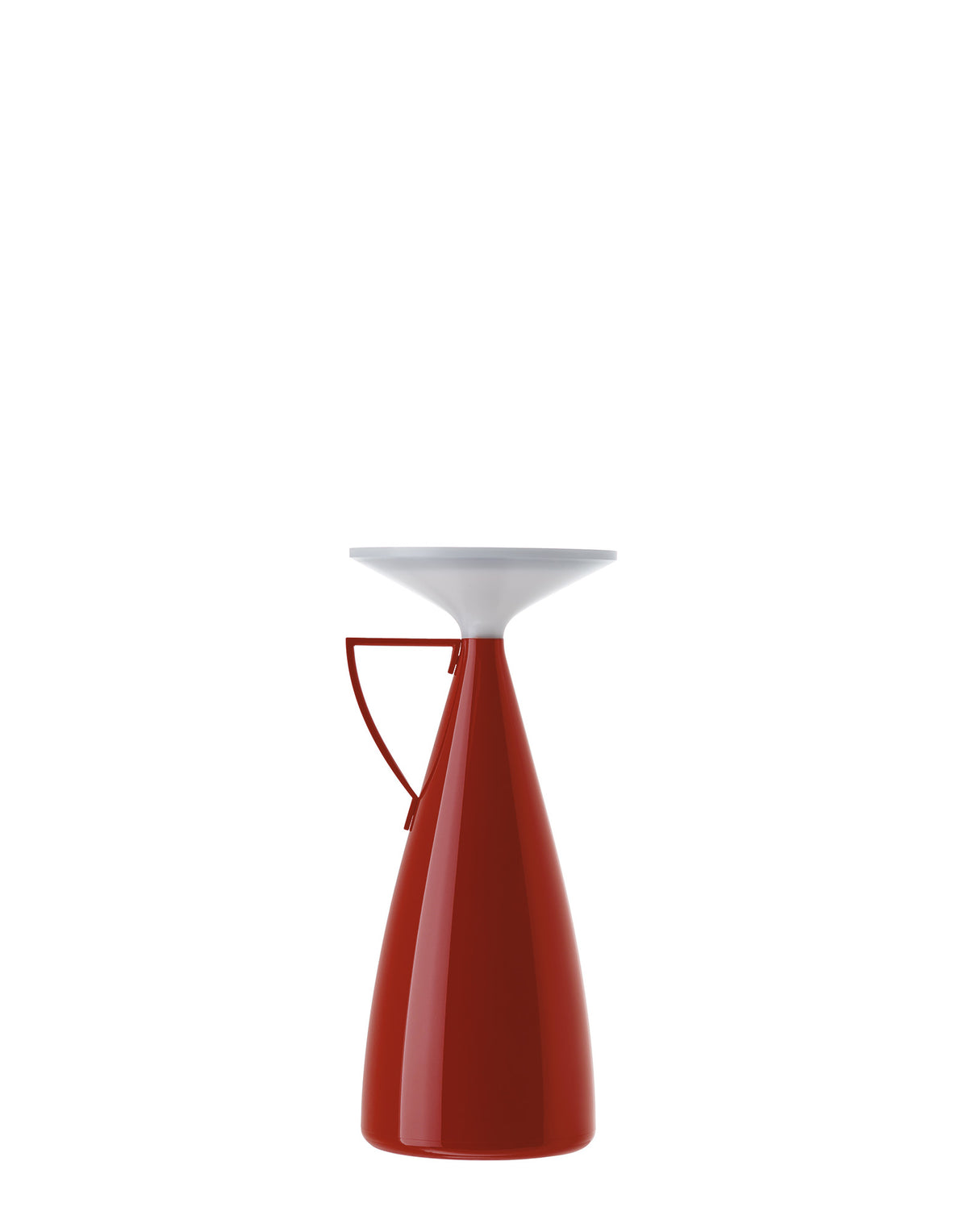Camomille table lamp in Bordeaux, side view with handle