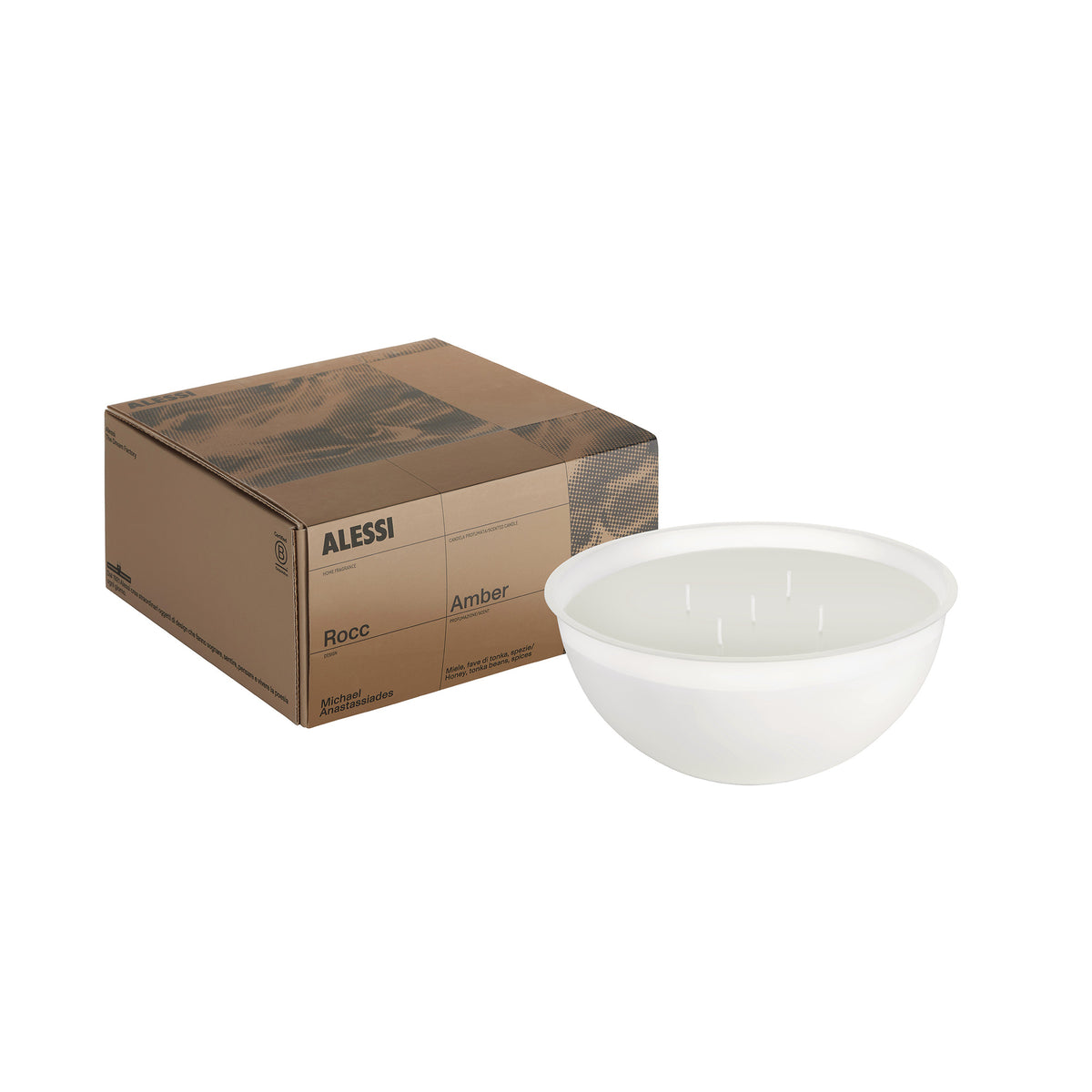 Alessi Rocc losse geurkaars Amber L met verpakking, formaat groot