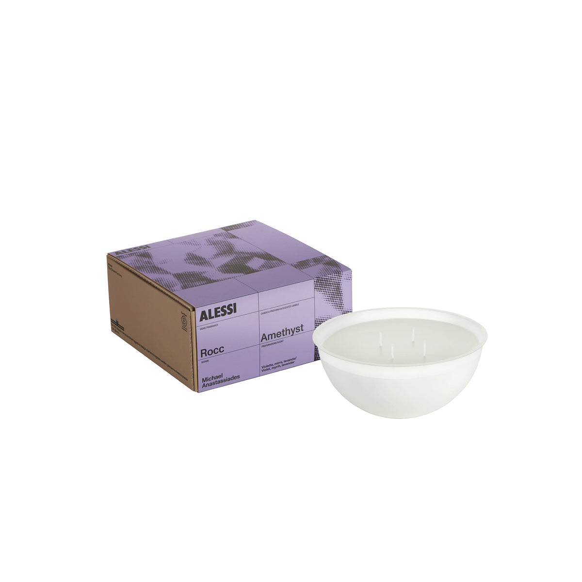 Alessi Rocc Amethyst losse geurkaars M met verpakking