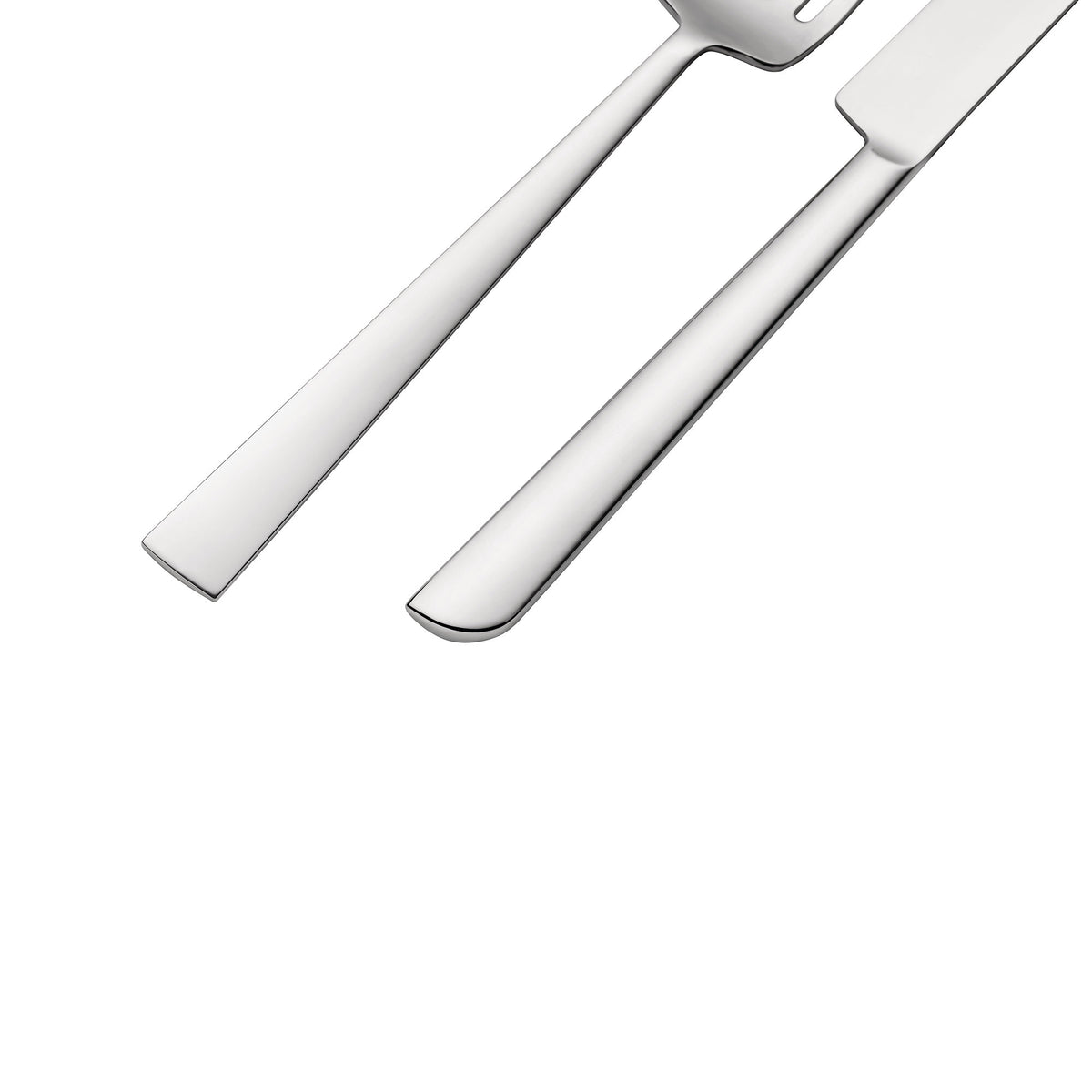 Detail of monobloc handle on Alessi Asta fork and knife