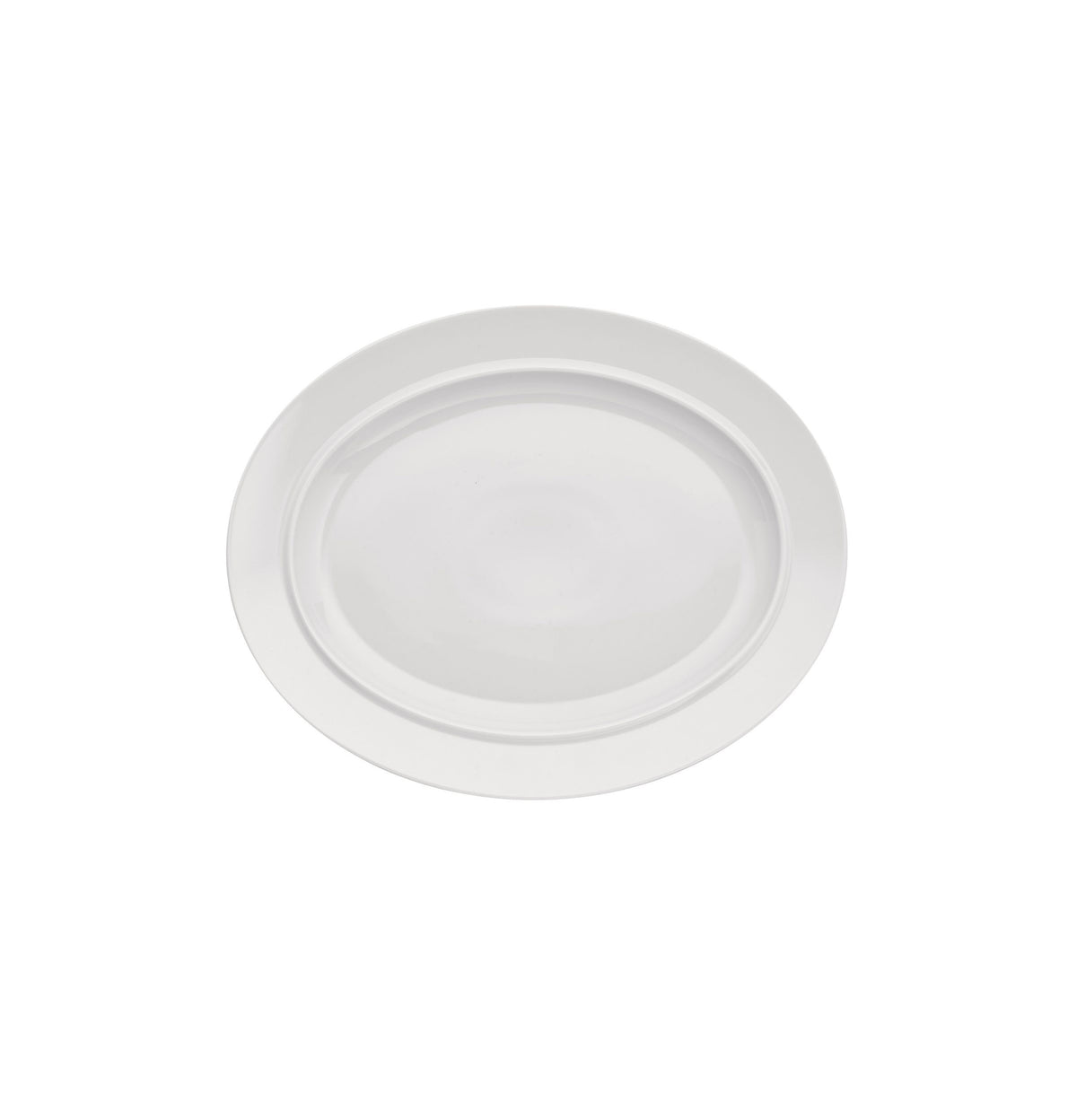 Alessi Bella Tavola ovale schaal, witte porselein met brede manchet, bovenaanzicht