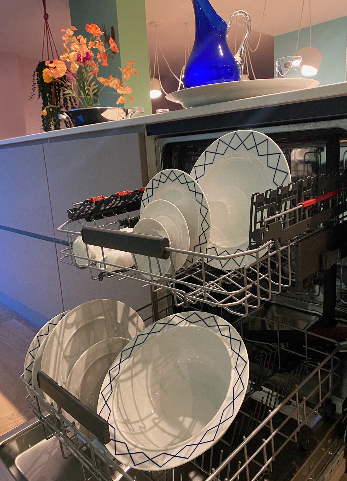 Deep plates from the My Beautiful China series in a dishwasher