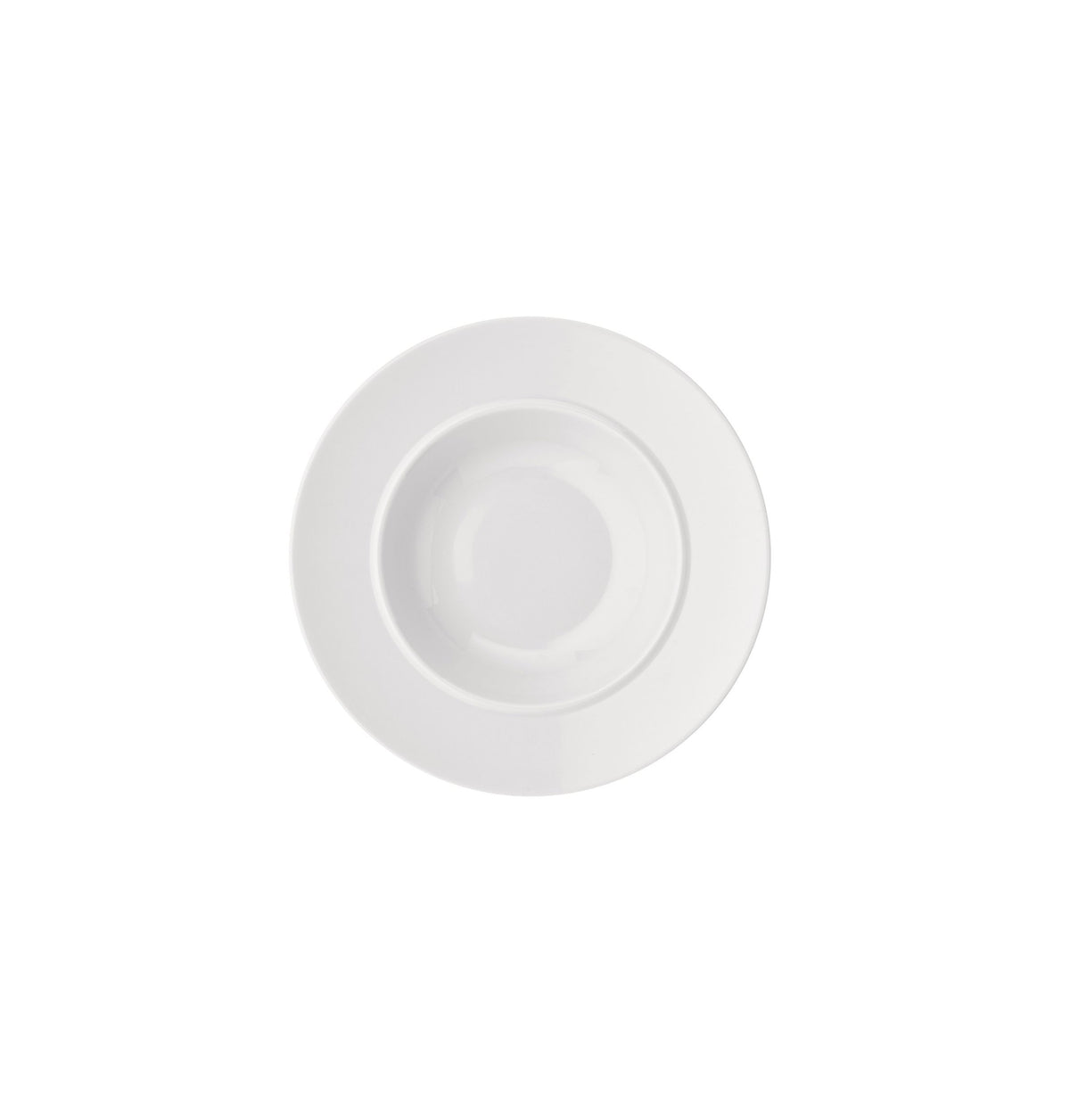 Alessi La Bella Tavola diep bord, bovenaanzicht met brede witte manchet