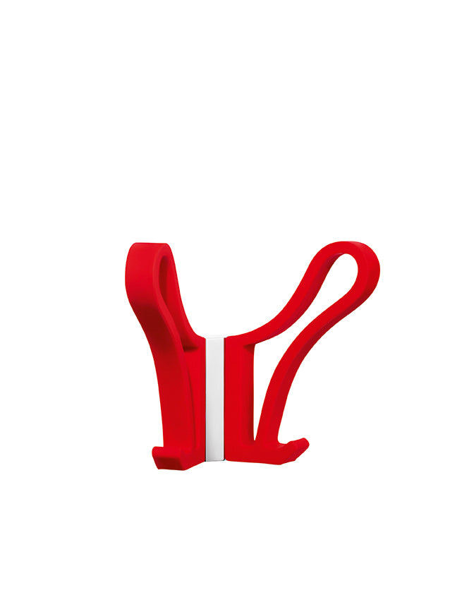 Alessi Luup Doppio wandhaken in rood met witte middenstreep
