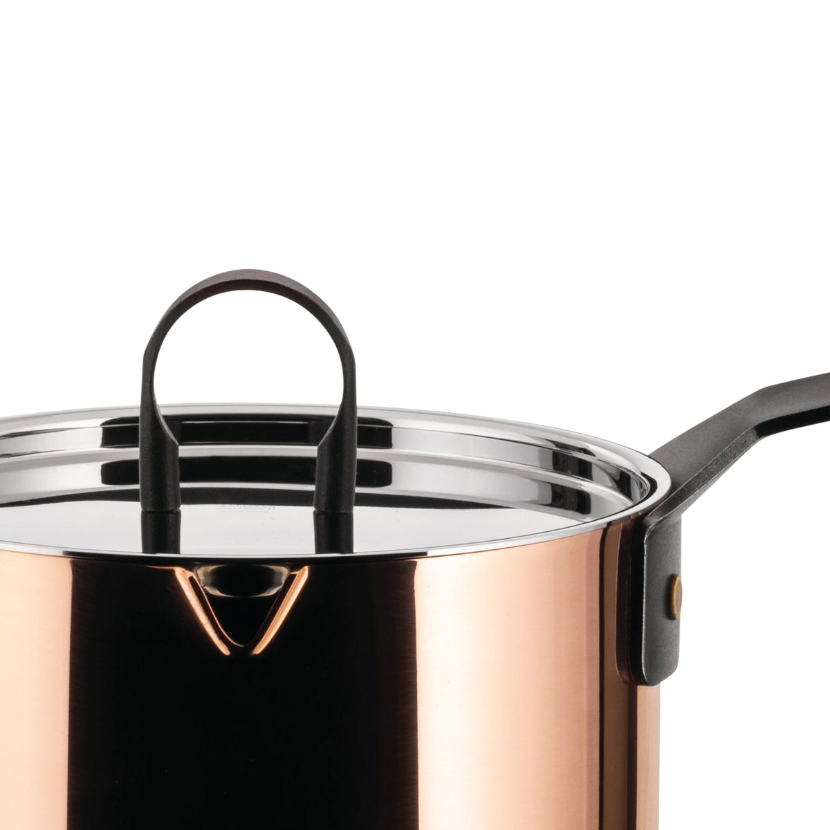 Alessi Koperen steelpan 10 cm met deksel La Cintura di Orione 90105/10/C, detail