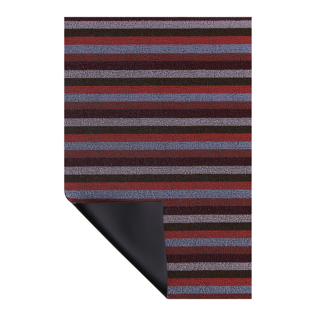Hoek en rand van de Chilewich deurmat Even Stripe Berry