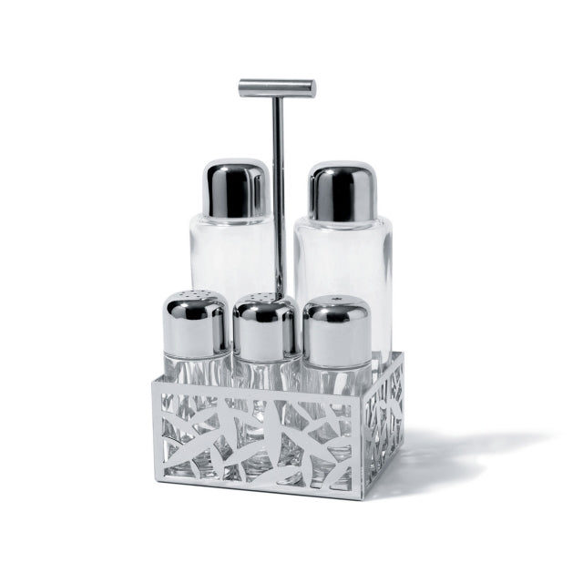 Alessi MSA16 olie- en azijnstel met peper en zout, in rvs standaard