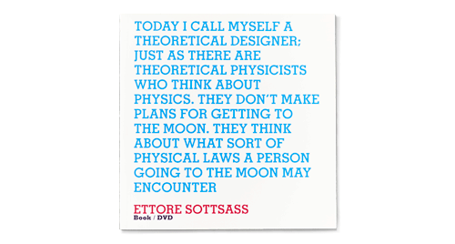 Alessi Design Interviews SOTTSASS, book/DVD with interview quote on cover