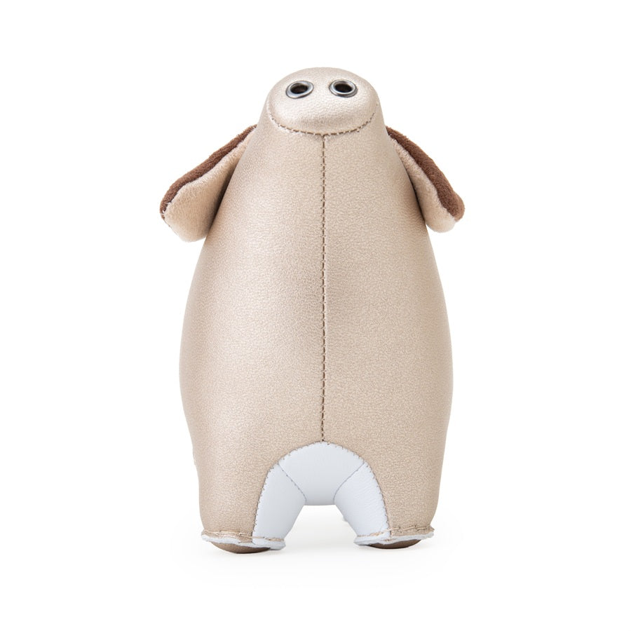 Zuny Pig Diya bookend in pearl gold, front view