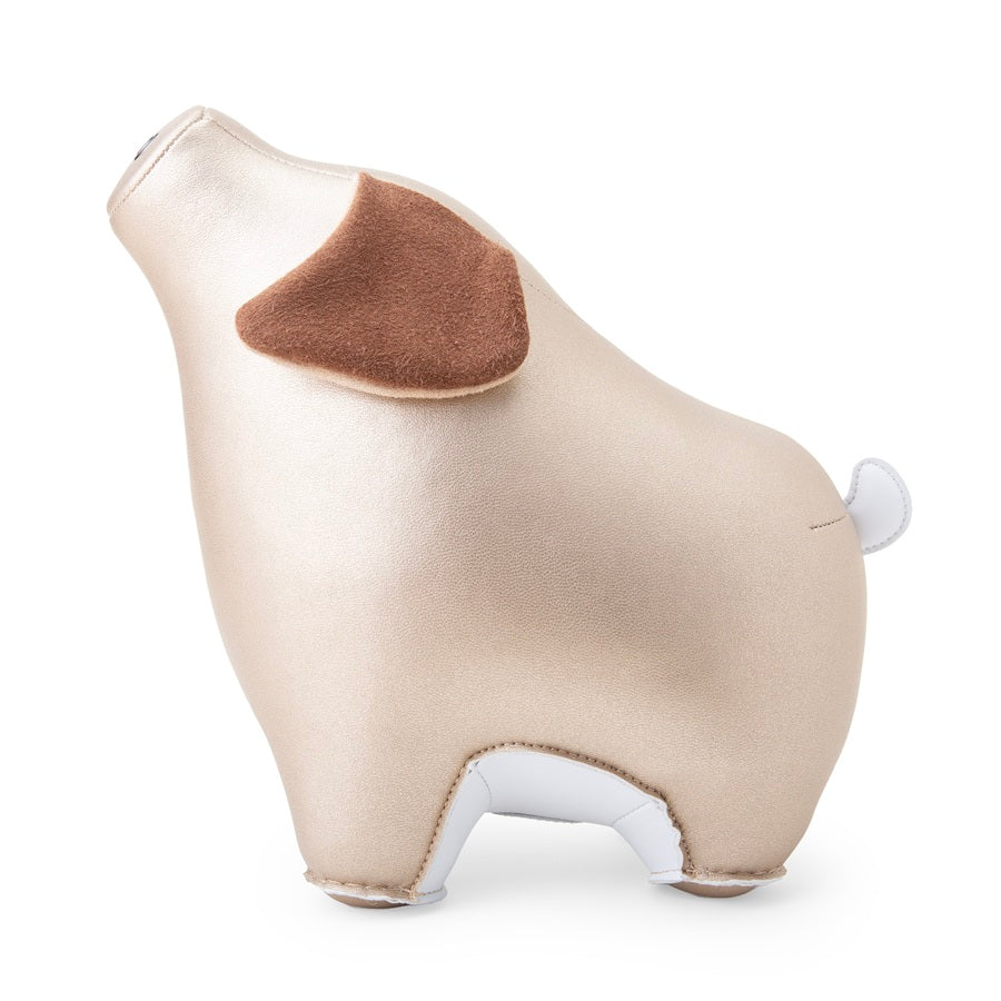 Zuny Pig Diya paperweight in pearl gold, side view